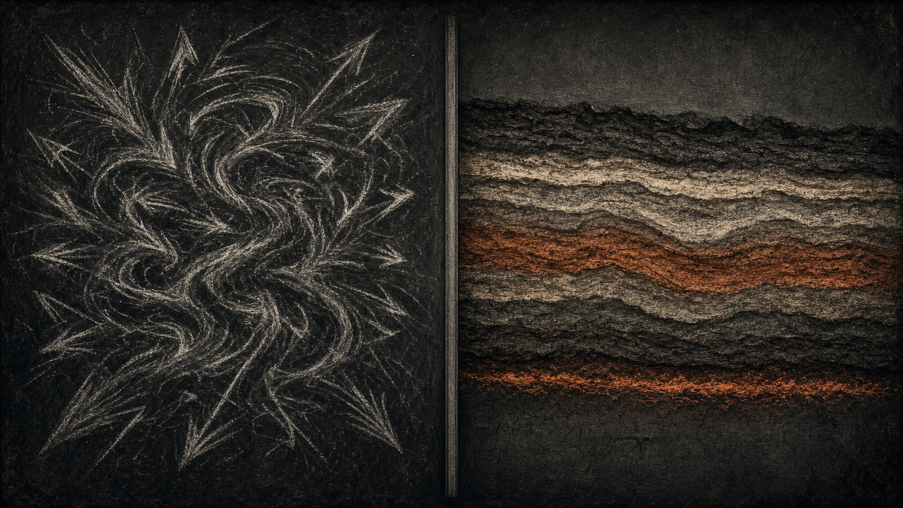 Blackboard in the lecture hall: storm-front weather against a slow climate stratum